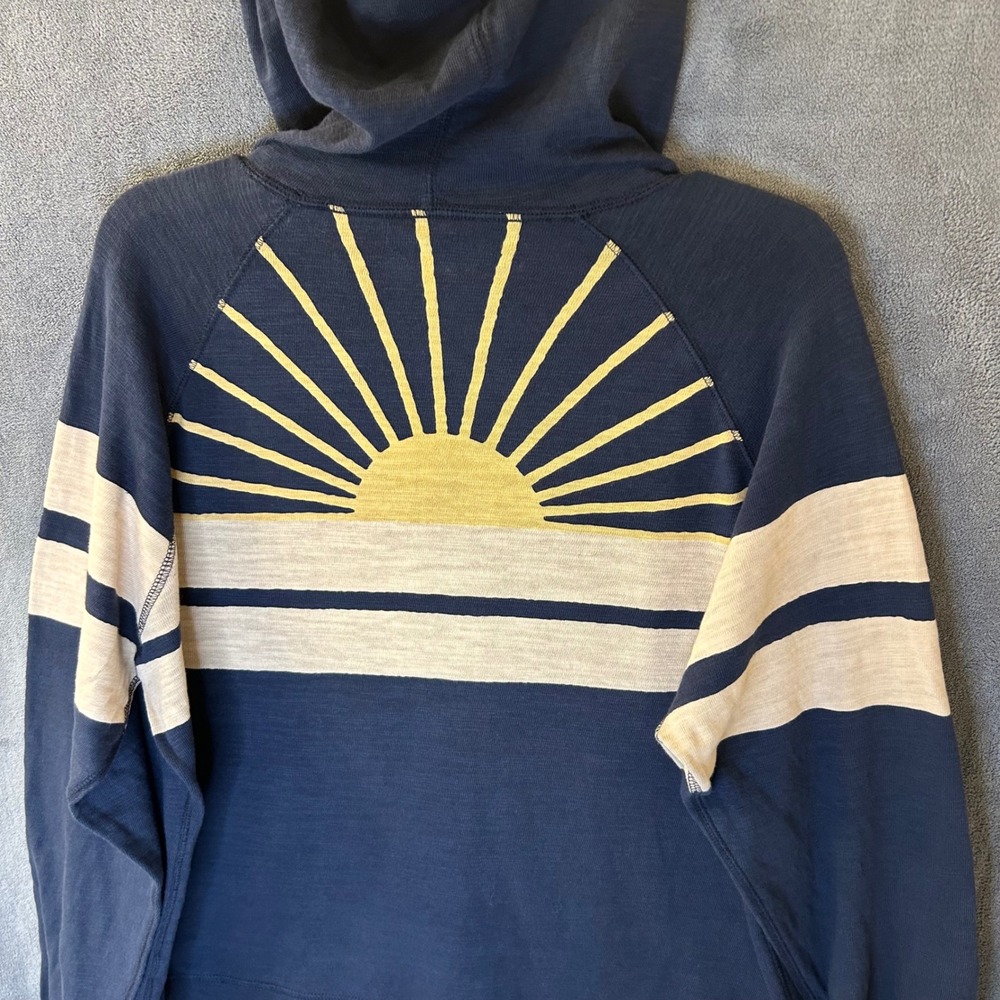 Faherty Sunwashed Sunburst Slub Hoodie Mens XL Navy Blue Organic Cotton